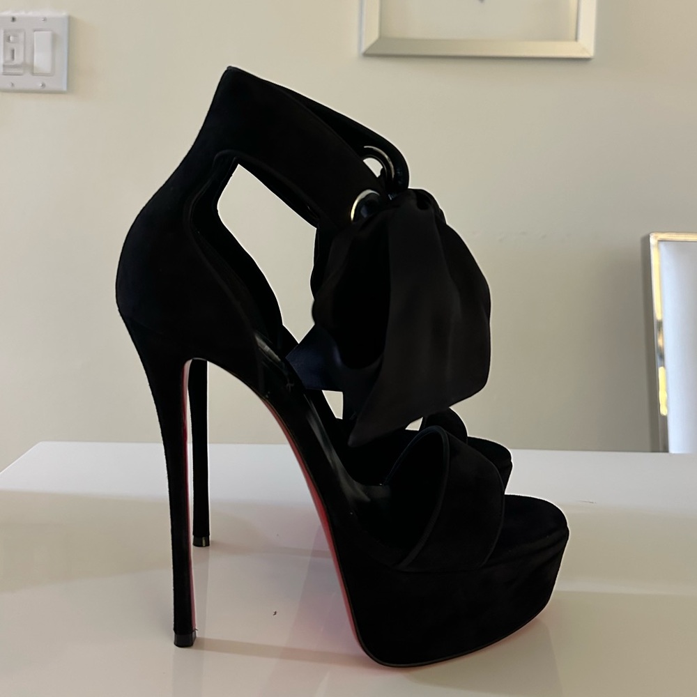 Christian Louboutin Torrida Alta Silk Bow Platform Sandals Size 8